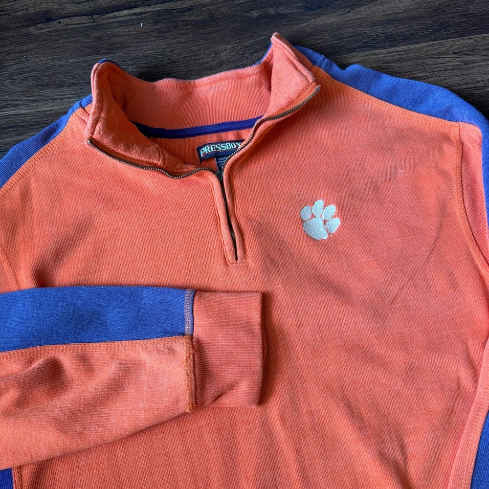Clemson Tigers Pressbox 1/4 Zip Long Sleeve Quarter Zip Sweatshirt Pullover XL